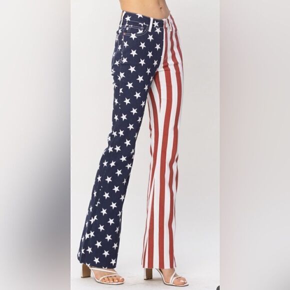 High Waist American Flag Print Flare - Picture 3 of 7